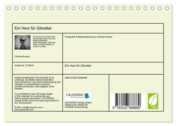 Produktbild: Ein Herz f&uuml;r Gibraltar (Tischkalender 2026 DIN A5 quer), CALVENDO Monatskalender
