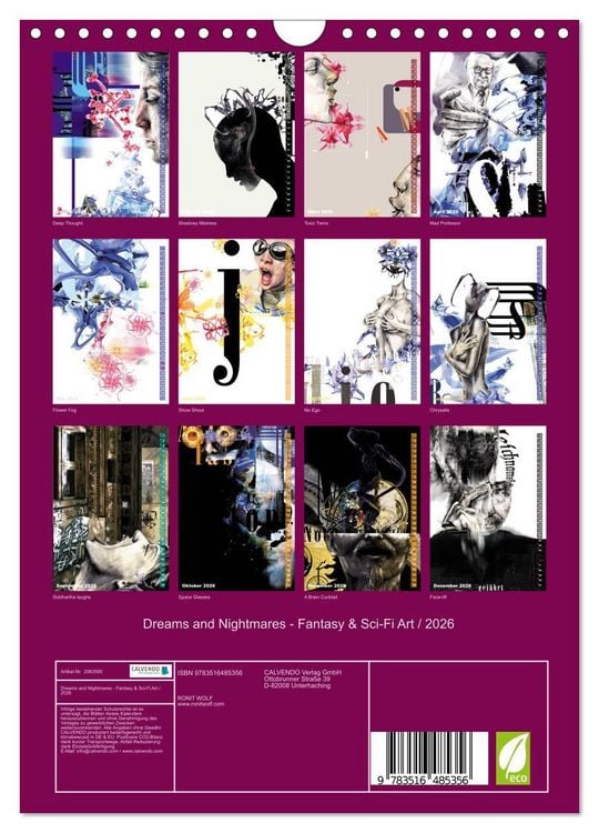 Produktbild: Dreams and Nightmares - Fantasy & Sci-Fi Art / 2026 (Wandkalender 2026 DIN A4 hoch), CALVENDO Monatskalender