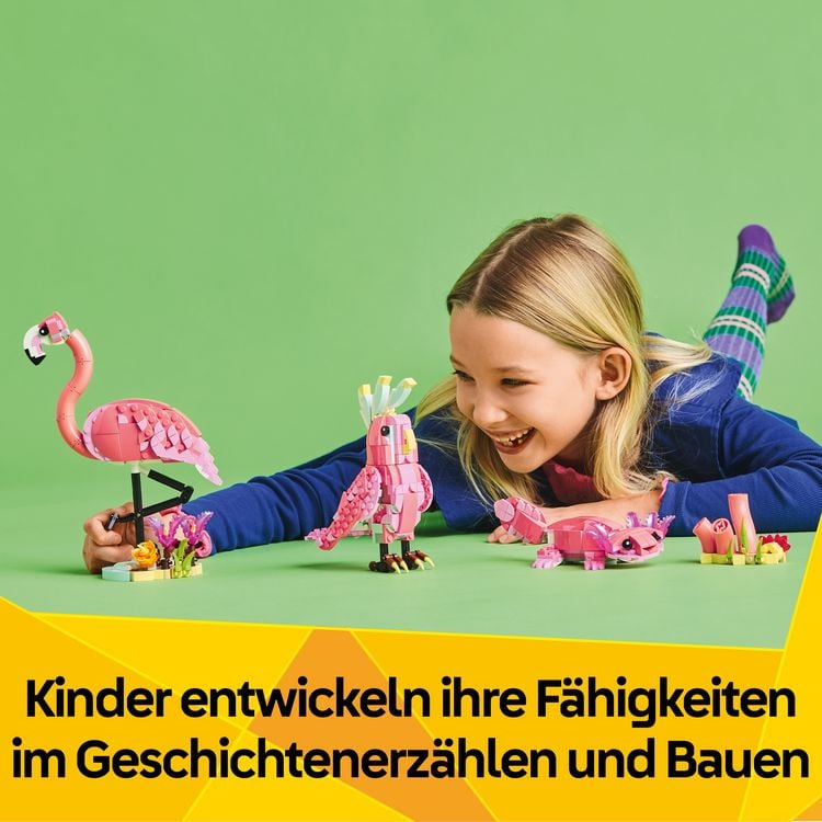 Produktbild: LEGO Creator 31170 3in1 Wilde Tiere: Rosa Flamingo, Kakadu oder Axolotl