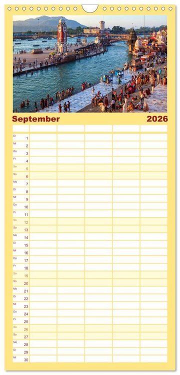 Produktbild: Familienplaner 2026 - Faszination Indien mit 5 Spalten (Wandkalender, 21 x 45 cm) CALVENDO