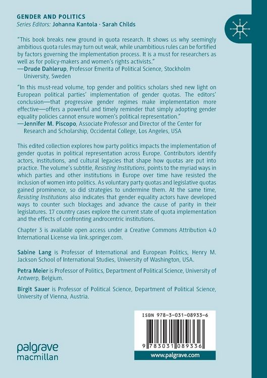 Produktbild: Party Politics and the Implementation of Gender Quotas