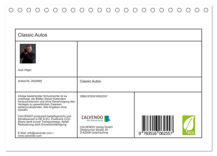 Produktbild: Classic Autos (Tischkalender 2026 DIN A5 quer), CALVENDO Monatskalender