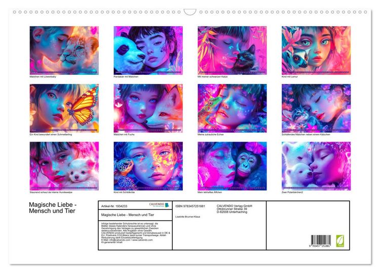 Produktbild: Magische Liebe - Mensch und Tier (Wandkalender 2026 DIN A2 quer), CALVENDO Monatskalender