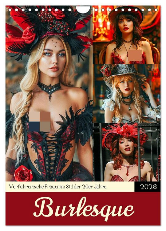 Produktbild: Burlesque. Verf&uuml;hrerische Frauen im Stil der 20er Jahre (Wandkalender 2026 DIN A4 hoch), CALVENDO Monatskalender