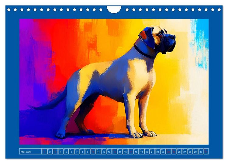 Produktbild: Kraftvolle Partner. Hunde in k&uuml;nstlerischer &Ouml;loptik (Wandkalender 2026 DIN A4 quer), CALVENDO Monatskalender