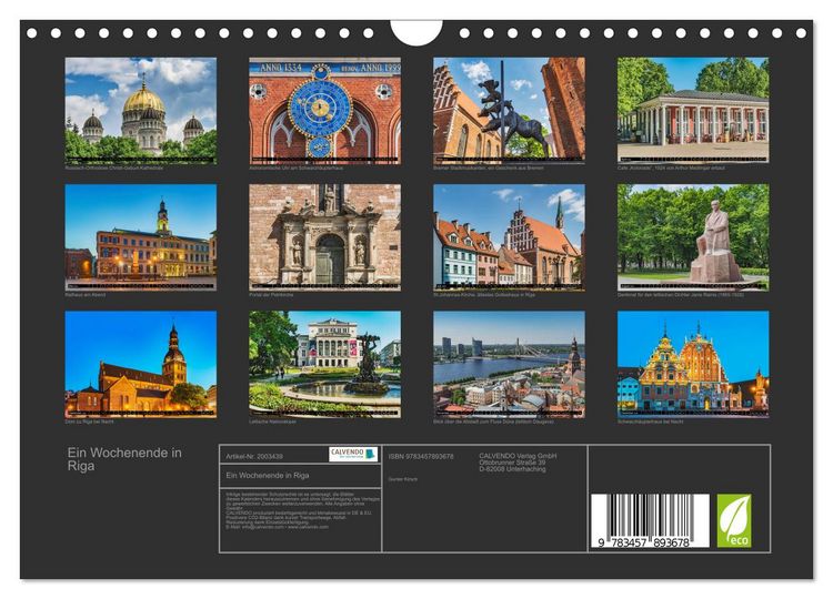 Produktbild: Ein Wochenende in Riga (Wandkalender 2026 DIN A4 quer), CALVENDO Monatskalender