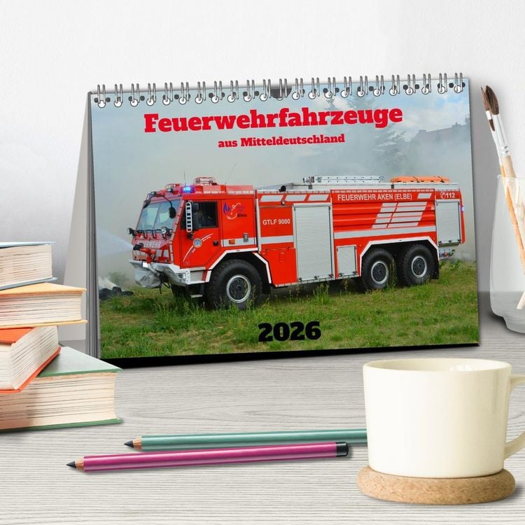 Produktbild: Einsatzfahrzeuge aus Sachsen und Sachsen-Anhalt (Tischkalender 2026 DIN A5 quer), CALVENDO Monatskalender