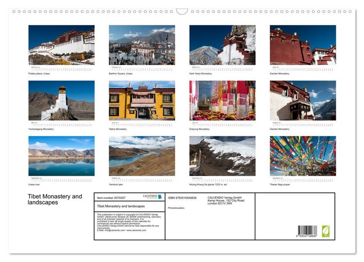 Produktbild: Tibet Monastery and landscapes (Wall Calendar 2026 DIN A2 landscape), CALVENDO 12 Month Wall Calendar