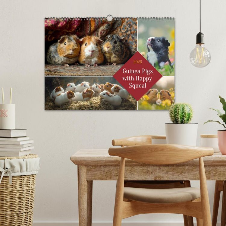 Produktbild: Guinea Pigs with Happy Squeal (Wall Calendar 2026 DIN A3 landscape), CALVENDO 12 Month Wall Calendar