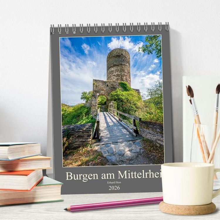 Produktbild: Burgen am Mittelrhein (Tischkalender 2026 DIN A5 hoch), CALVENDO Monatskalender