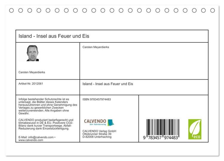 Produktbild: Island - Insel aus Feuer und Eis (Tischkalender 2026 DIN A5 quer), CALVENDO Monatskalender