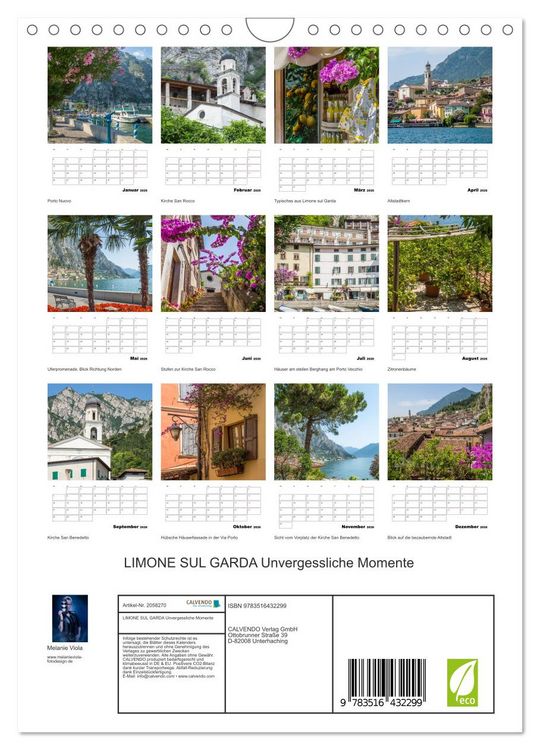 Produktbild: LIMONE SUL GARDA Unvergessliche Momente (Wandkalender 2026 DIN A4 hoch), CALVENDO Monatskalender
