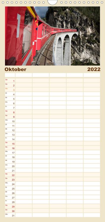 Produktbild: Schweizer Eisenbahn - Familienplaner hoch (Wandkalender 2022 , 21 cm x 45 cm, hoch)