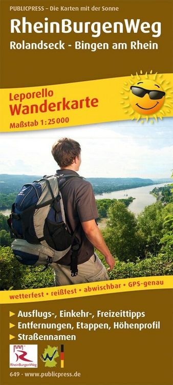 Produktbild: RheinBurgenWeg Wanderkarte 1 : 25 000