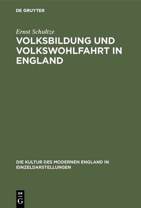 Produktbild: Volksbildung und Volkswohlfahrt in England