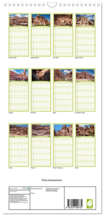 Produktbild: Familienplaner 2026 - Petra Impressionen mit 5 Spalten (Wandkalender, 21 x 45 cm) CALVENDO