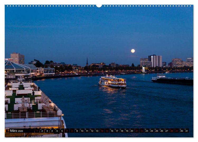Produktbild: Rotterdam bei Nacht (hochwertiger Premium Wandkalender 2026 DIN A2 quer), Kunstdruck in Hochglanz