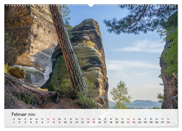 Produktbild: S&auml;chsische Schweiz - Beeindruckende Felsen und unber&uuml;hrte Natur (hochwertiger Premium Wandkalender 2026 DIN A2 quer), Kunstdruck in Hochglanz