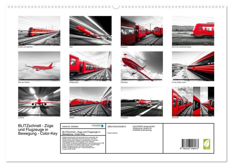 Produktbild: BLITZschnell - Z&uuml;ge und Flugzeuge in Bewegung - Color-Key (hochwertiger Premium Wandkalender 2026 DIN A2 quer), Kunstdruck in Hochglanz