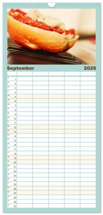 Produktbild: Familienplaner 2026 - Mettkalender - Spread some more Mett mit 5 Spalten (Wandkalender, 21 x 45 cm) CALVENDO