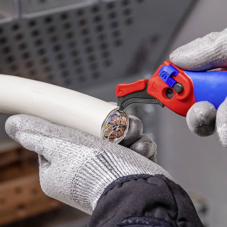 Produktbild: Knipex 16 50 145 SB Abisoliermesser Geeignet f&uuml;r Rundkabel 7mm (max)