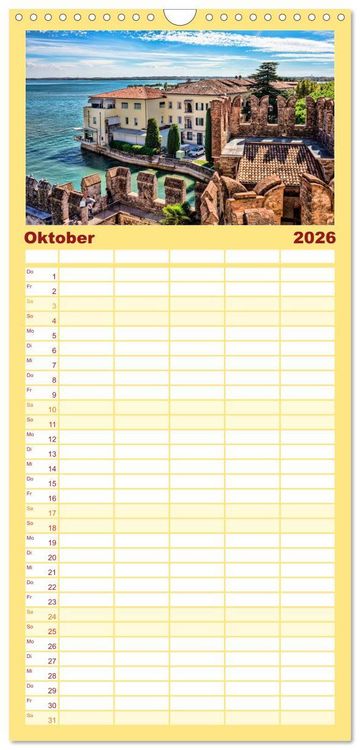 Produktbild: Familienplaner 2026 - Malcesine und Sirmione, Sch&ouml;nheiten am Gardasee mit 5 Spalten (Wandkalender, 21 x 45 cm) CALVENDO