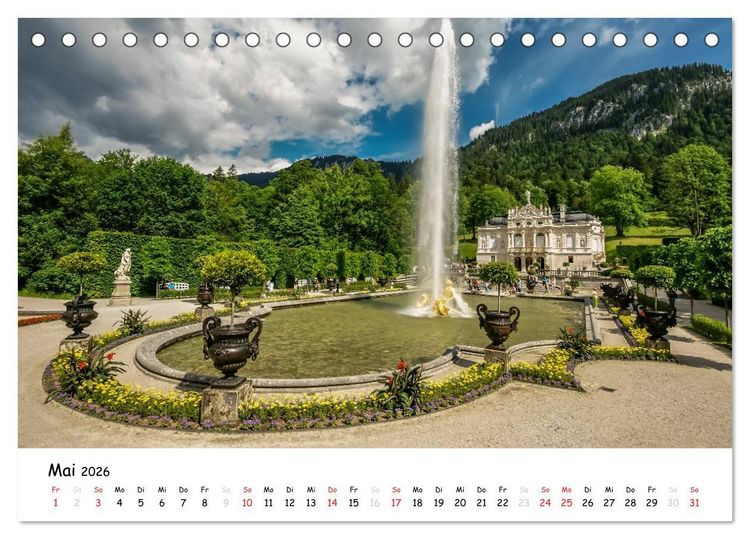 Produktbild: Schl&ouml;sser und G&auml;rten S&uuml;ddeutschland (Tischkalender 2026 DIN A5 quer), CALVENDO Monatskalender