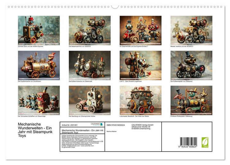 Produktbild: Mechanische Wunderwelten - Ein Jahr mit Steampunk Toys (hochwertiger Premium Wandkalender 2026 DIN A2 quer), Kunstdruck in Hochglanz