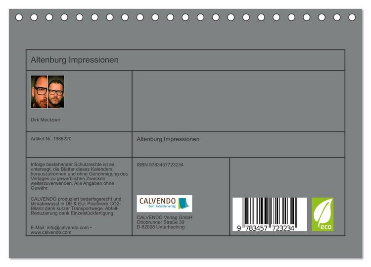Produktbild: Altenburg Impressionen (Tischkalender 2026 DIN A5 quer), CALVENDO Monatskalender