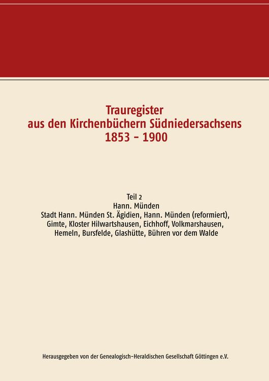 Produktbild: Trauregister aus den Kirchenb&uuml;chern S&uuml;dniedersachsens 1853 - 1900