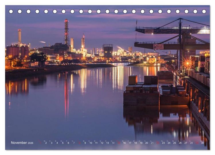 Produktbild: Mannheim 2026 - wenn es Nacht wird im Hafen (Tischkalender 2026 DIN A5 quer), CALVENDO Monatskalender