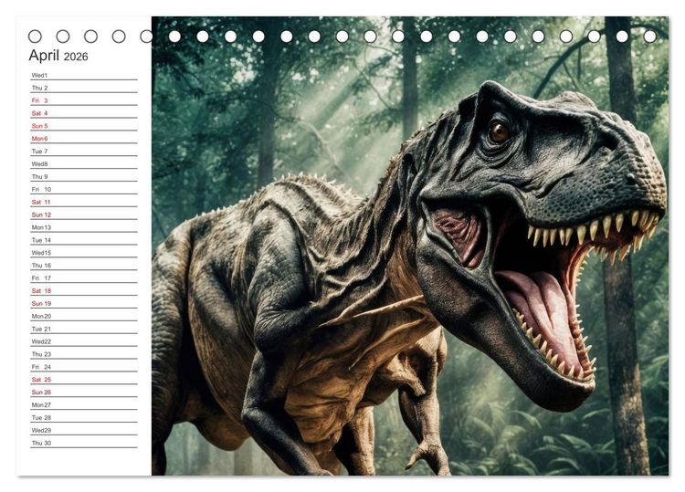 Produktbild: AI Dino Delights Mesmerizing Views of Prehistoric Life (Desk Calendar 2026 DIN A5 landscape), CALVENDO 12 Month DeskCalendar