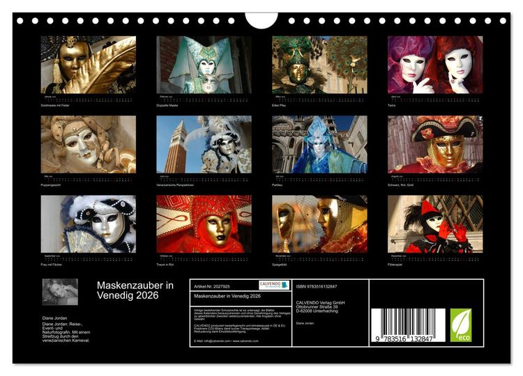 Produktbild: Maskenzauber in Venedig 2026 (Wandkalender 2026 DIN A4 quer), CALVENDO Monatskalender