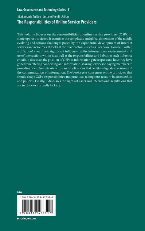 Produktbild: The Responsibilities of Online Service Providers