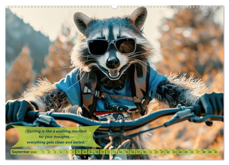 Produktbild: Funny charming animals on a bicycle (Wall Calendar 2026 DIN A2 landscape), CALVENDO 12 Month Wall Calendar