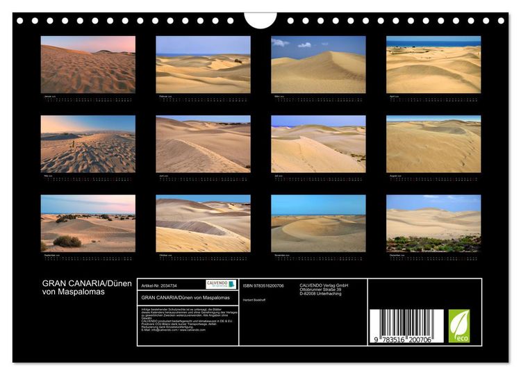 Produktbild: GRAN CANARIA/D&uuml;nen von Maspalomas (Wandkalender 2026 DIN A4 quer), CALVENDO Monatskalender