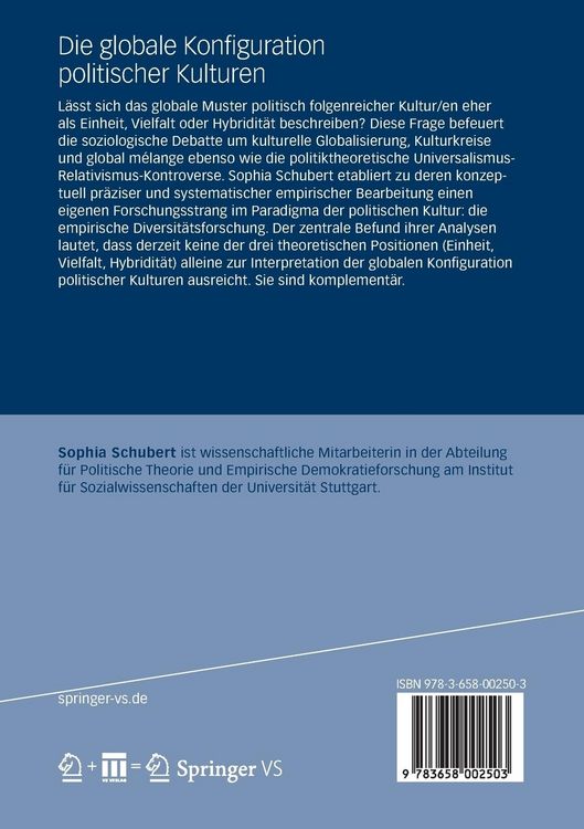 Produktbild: Die globale Konfiguration politischer Kulturen