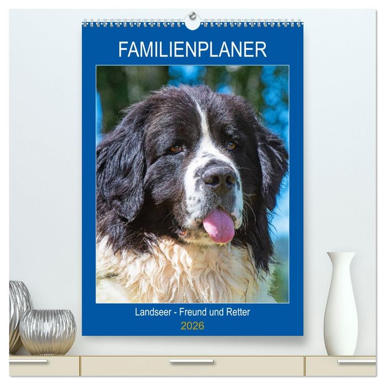 Produktbild: Familienplaner Landseer - Freund und Retter (hochwertiger Premium Wandkalender 2026 DIN A2 hoch), Kunstdruck in Hochglanz