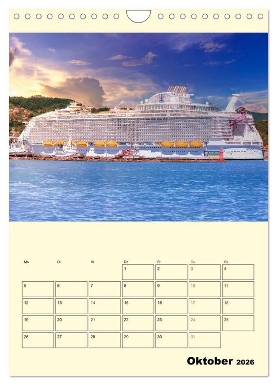 Produktbild: Kreuzfahrtschiffe - die Welt ist dein Ziel (Wandkalender 2026 DIN A4 hoch), CALVENDO Monatskalender