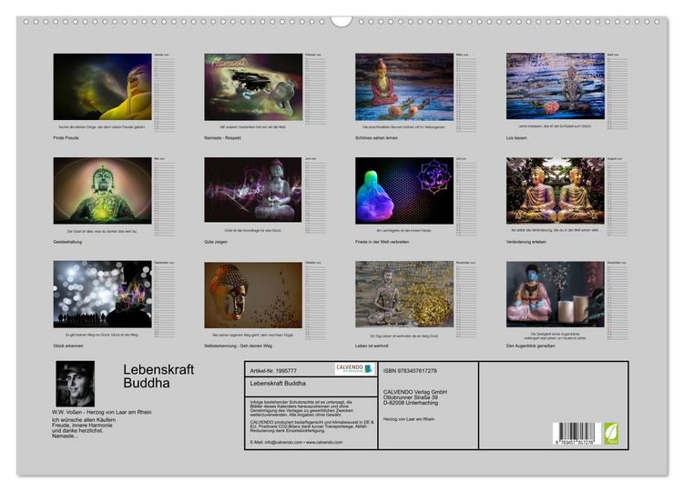 Produktbild: Lebenskraft Buddha (Wandkalender 2026 DIN A2 quer), CALVENDO Monatskalender