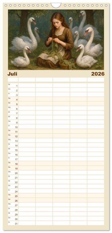 Produktbild: Familienplaner 2026 - Hans Christian Andersen. Sein Leben, seine Werke mit 5 Spalten (Wandkalender, 21 x 45 cm) CALVENDO