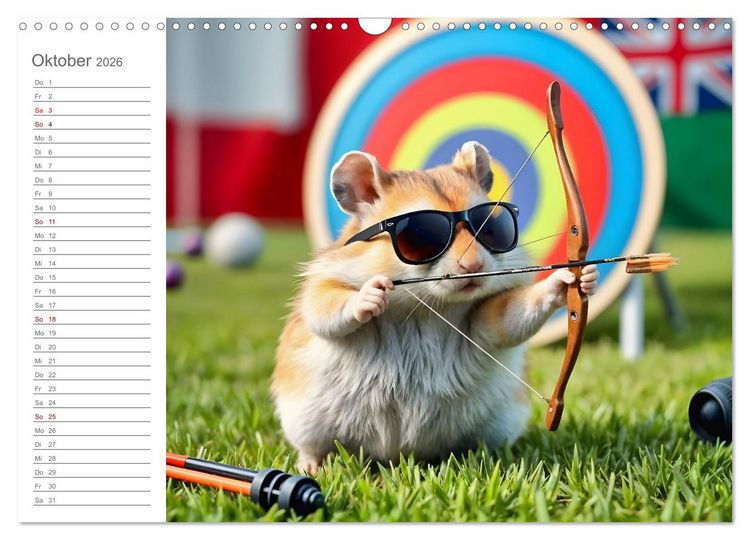 Produktbild: Hamster Olympiade - Der flauschigste Wettkampf des Jahres (Wandkalender 2026 DIN A3 quer), CALVENDO Monatskalender