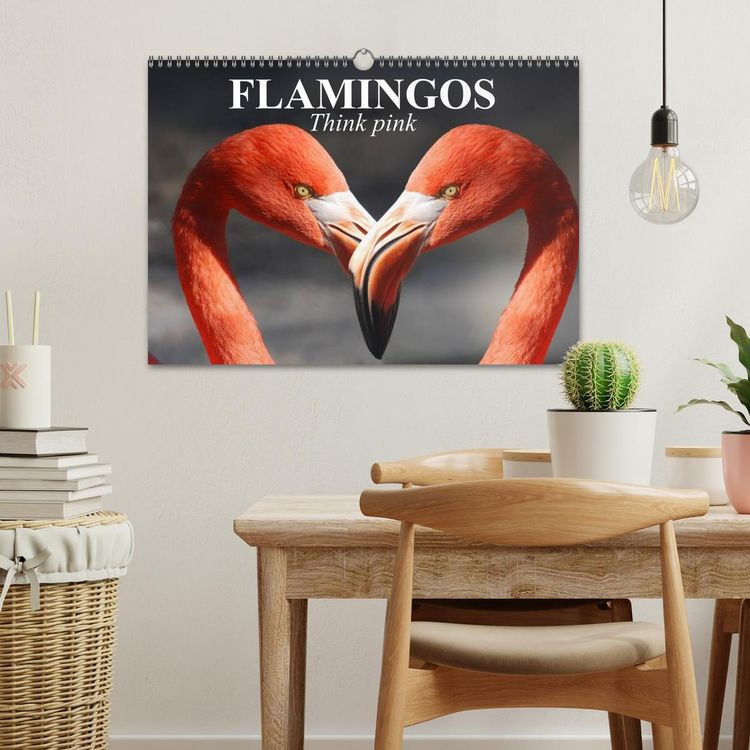 Produktbild: Flamingos Think pink (Wall Calendar 2026 DIN A3 landscape), CALVENDO 12 Month Wall Calendar