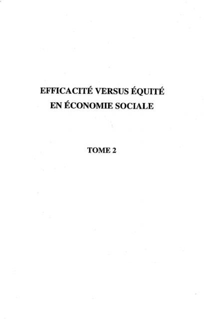 Produktbild: Efficacite Versus Equite En Economie Sociale