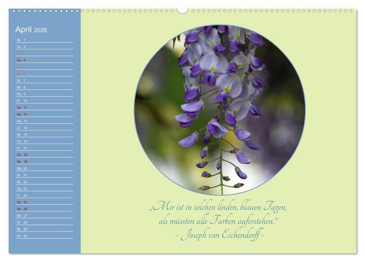Produktbild: Flora in royalem Blau (hochwertiger Premium Wandkalender 2026 DIN A2 quer), Kunstdruck in Hochglanz