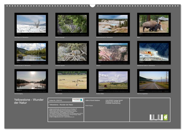 Produktbild: Yellowstone - Wunder der Natur (Wandkalender 2026 DIN A2 quer), CALVENDO Monatskalender