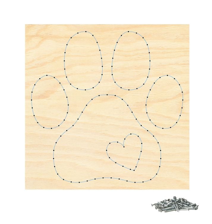 Produktbild: PEBARO NB2 - Nagelbild Pfote, Fadenbild 20x20cm, String Art Bastelset inkl. N&auml;gel