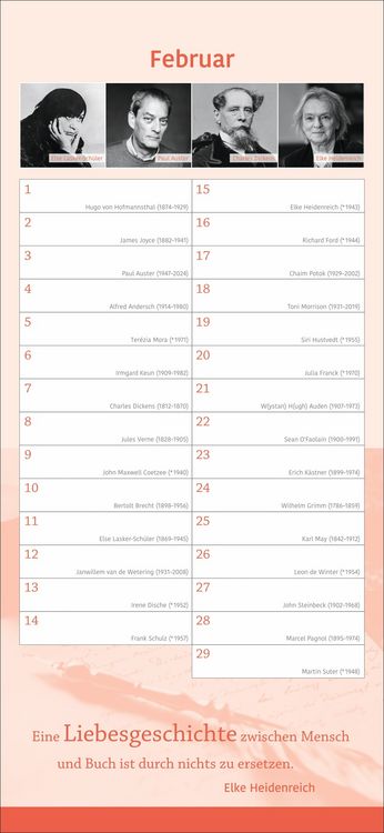 Produktbild: Der literarische Geburtstagskalender - Mit Geburtstagskindern und Zitaten