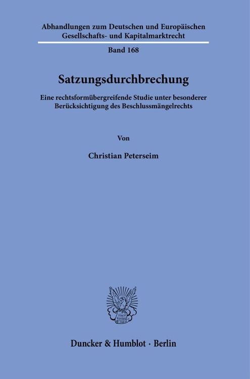 Produktbild: Satzungsdurchbrechung.