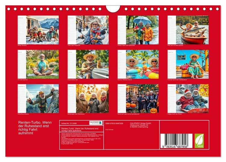 Produktbild: Renten-Turbo. Wenn der Ruhestand erst richtig Fahrt aufnimmt (Wandkalender 2026 DIN A4 quer), CALVENDO Monatskalender